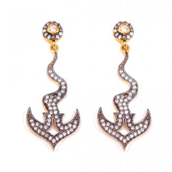 Nickel-Free Gold Plated CZ Stone Seated Designer Earrings 